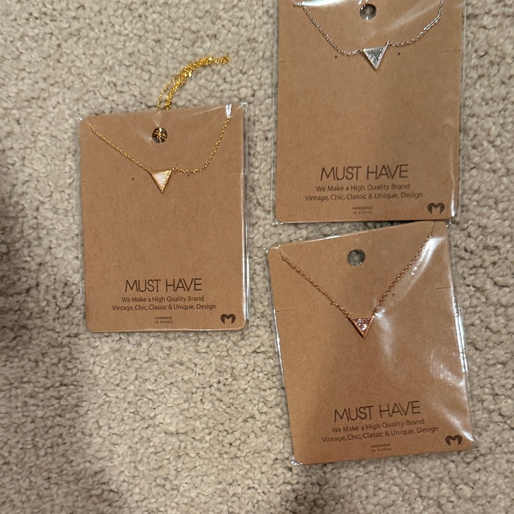 Must Have Triangle Pendant Necklaces - Gold, Silver, Rose Gold